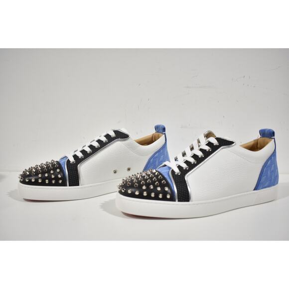 Christian Louboutin Louis Junior Spikes Orlato Flat White Low Top Sneaker 48 15 - Picture 9 of 12